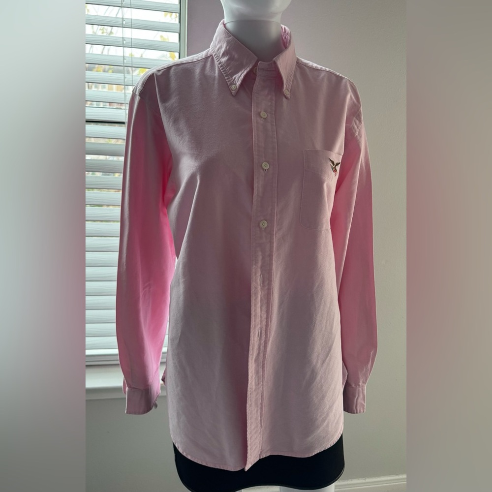 American Living Men’s shirt with an eagle design, pink, long sleeves,